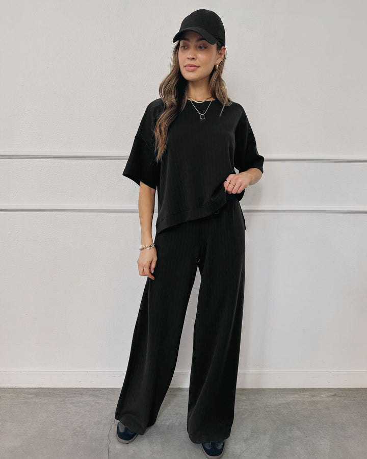 Splendid x @ Cellajaneblog Rib Scuba Short Sleeve Sweatshirt