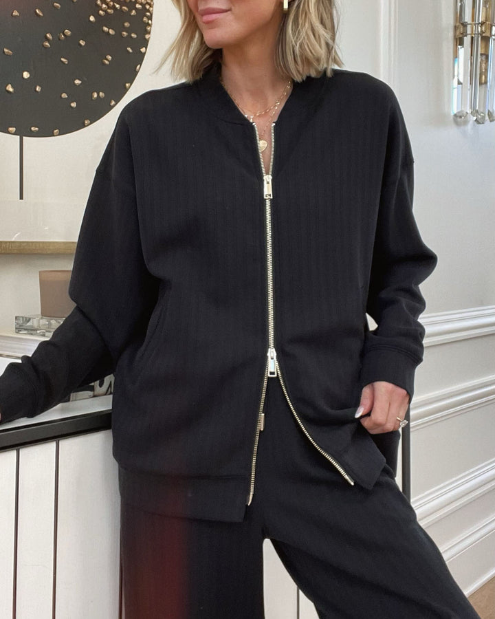 Splendid x @ Cellajaneblog Rib Scuba Zip-Up Jacket | Splendid