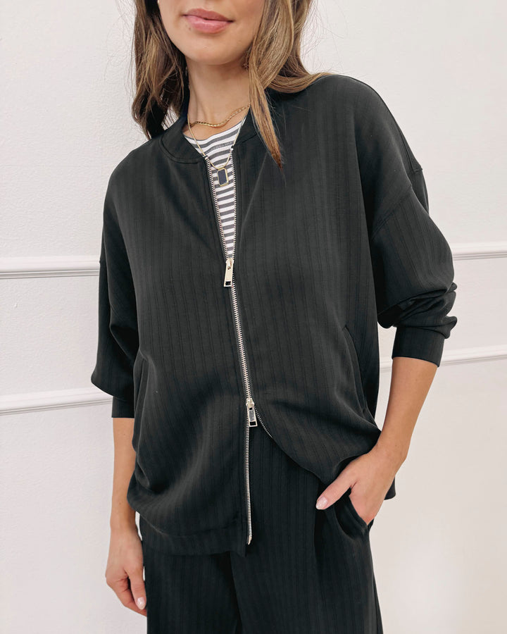 Splendid x @ Cellajaneblog Rib Scuba Zip-Up Jacket | Splendid