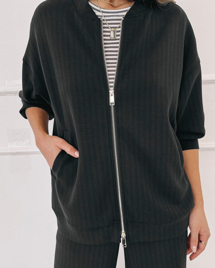 Splendid x @ Cellajaneblog Rib Scuba Zip-Up Jacket | Splendid