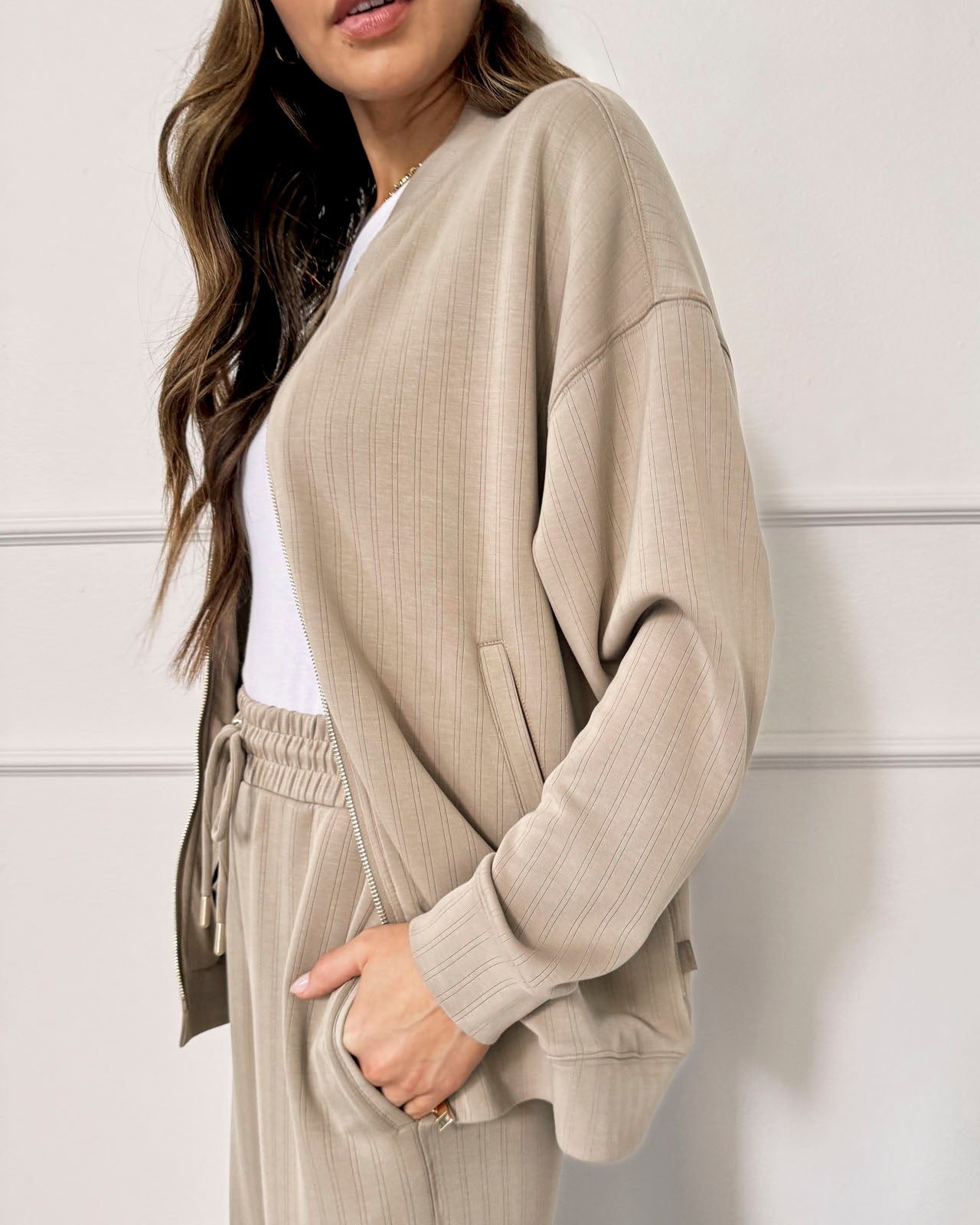 Splendid x @ Cellajaneblog Rib Scuba Zip-Up Jacket | Splendid