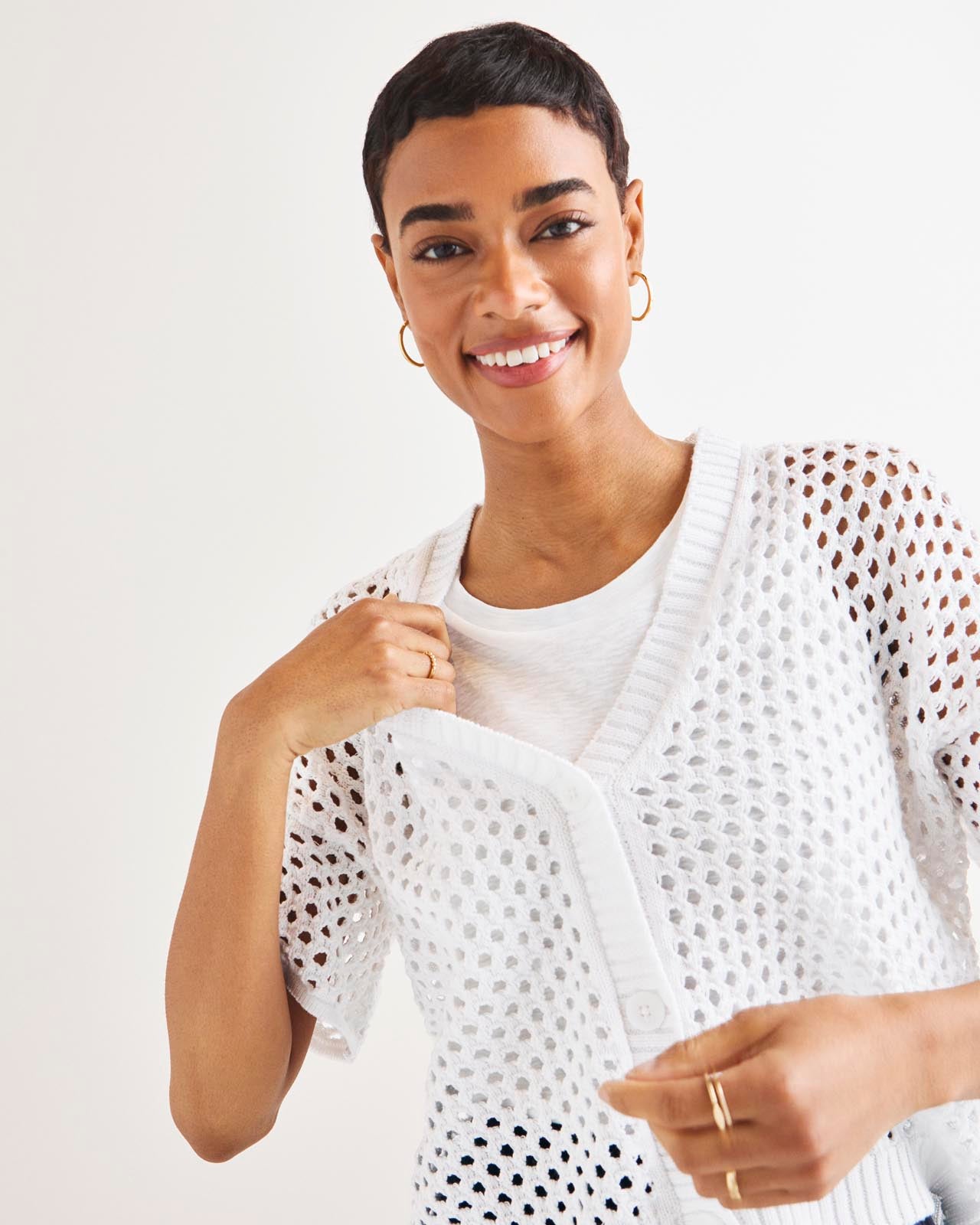 Nova Pointelle Short Sleeve Cardigan | Splendid