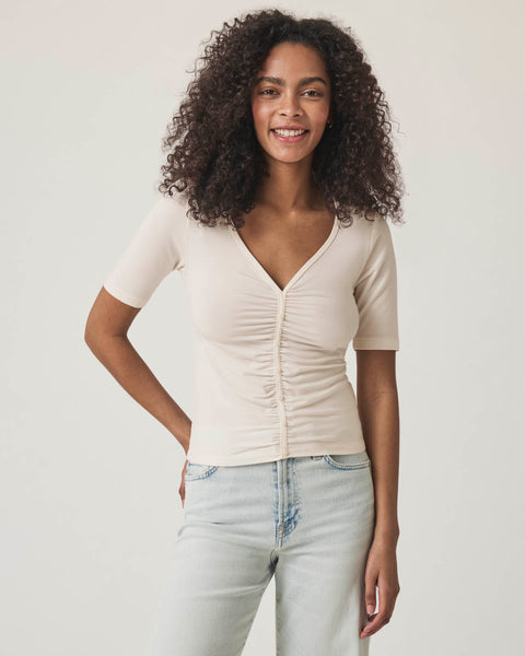 (取寄) スプレンディッド レディース ヤスミナ ルーシュド ティー Splendid women Yasmina Ruched Tee Moonstone Yasmina Ruched Tee | Splendid