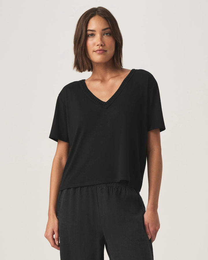 Kacey Crochet V-neck Tee | Splendid