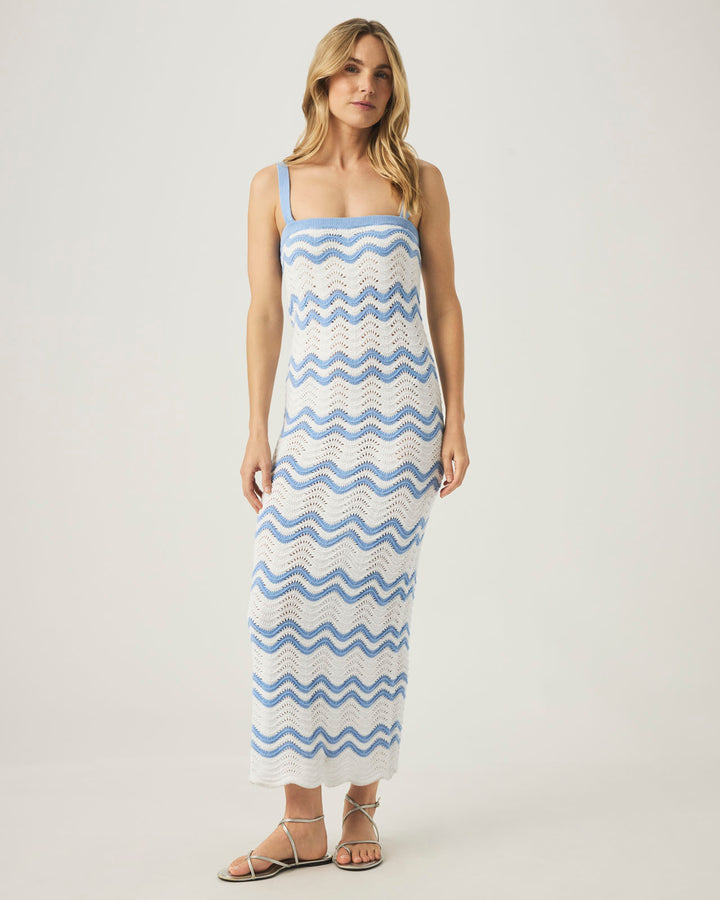 blue and white sweater dress Bebe Women's Striped Sweater Midi Dress main image 1