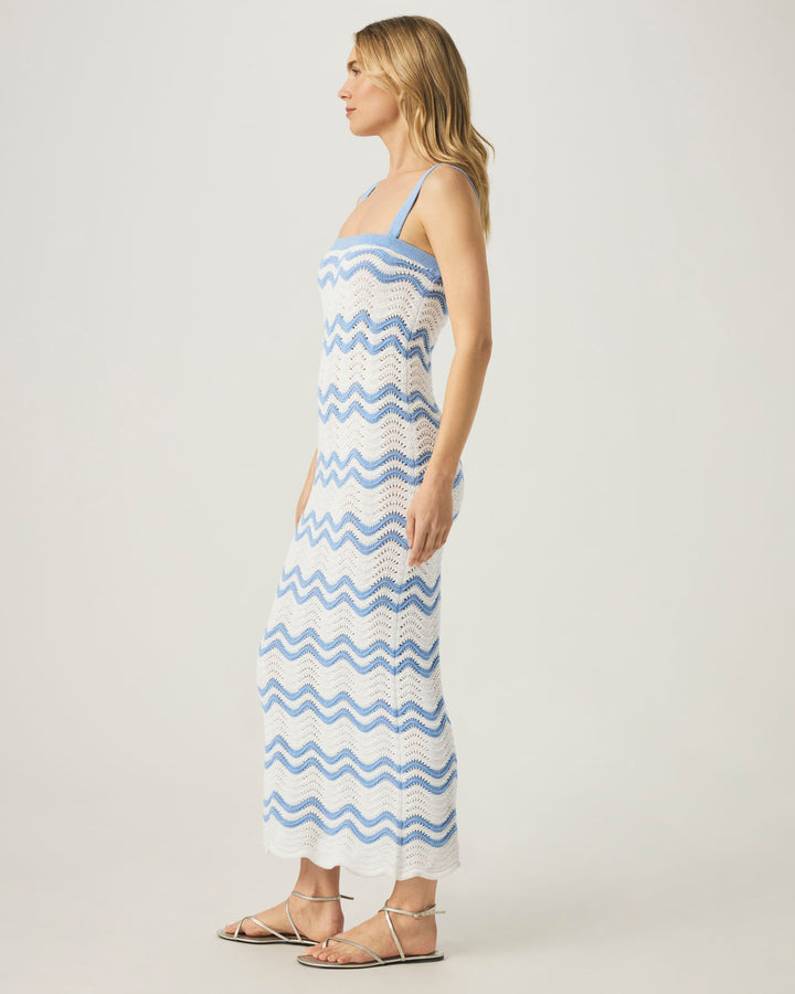 blue and white striped sweater dress Tova Striped Sweater Midi Dress