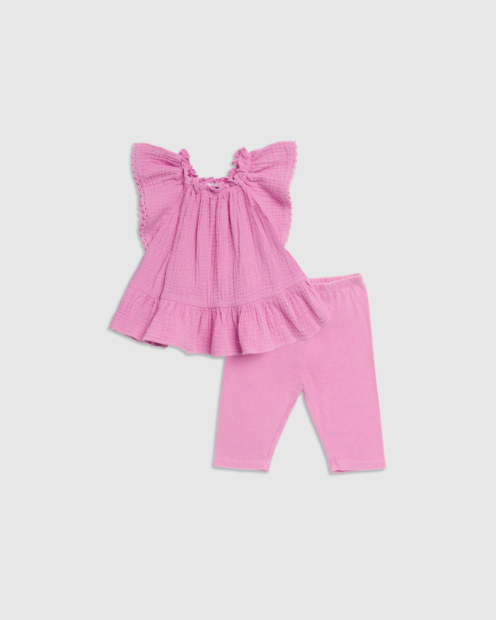 Splendid Baby Girls Wave Print Tee Set - Soft Cotton Toddler Outfits