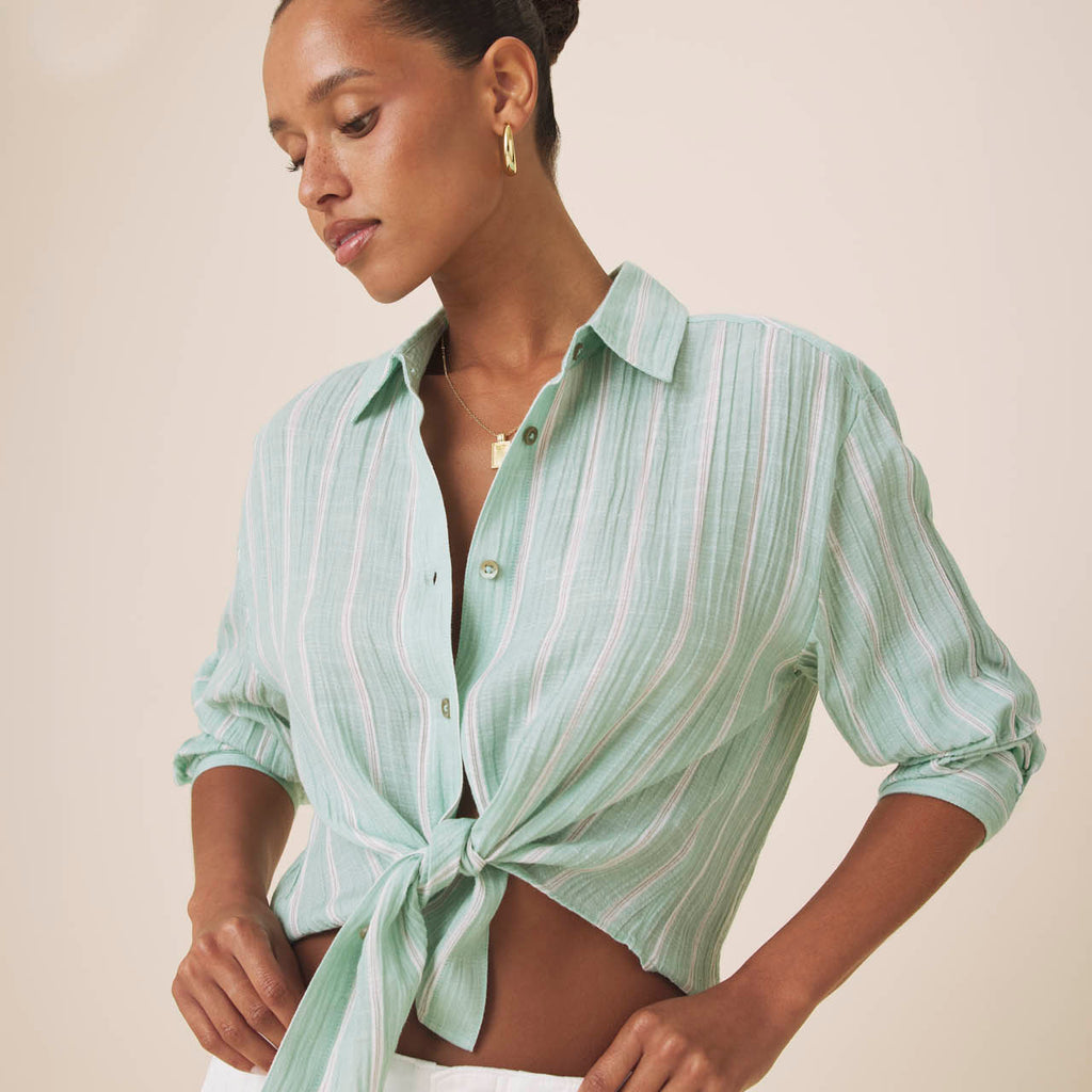 Jaylei Stripe Button Down - Teal Multi / L / RM6W590