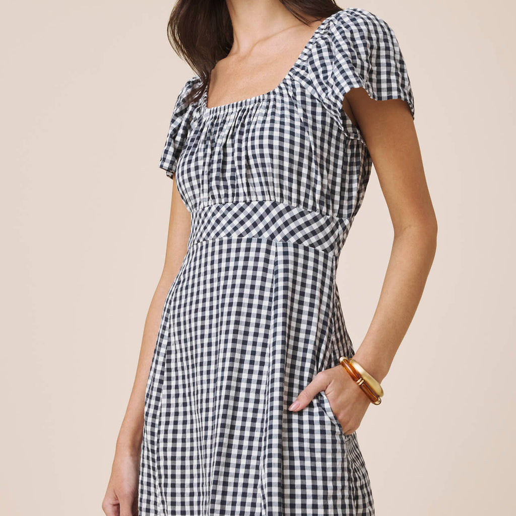blue gingham dress puff sleeve Splendid - Gigi Gingham Puff Sleeve Dress