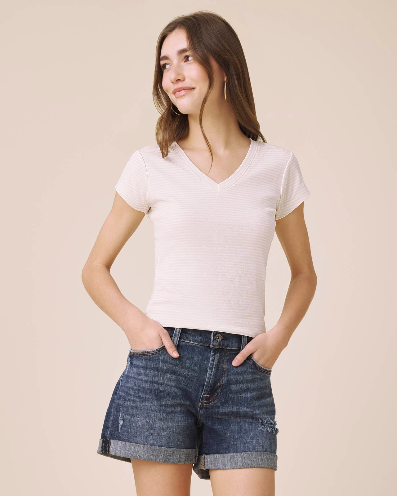 Josie Stripe V-Neck Tee