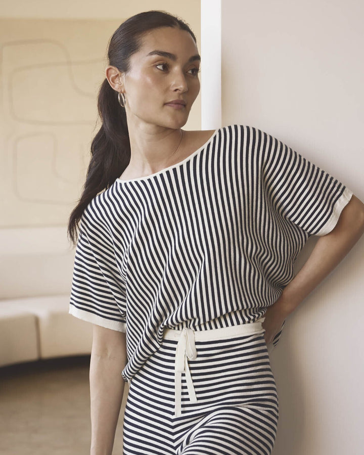 Christa Striped Short Sleeve Sweater | Splendid