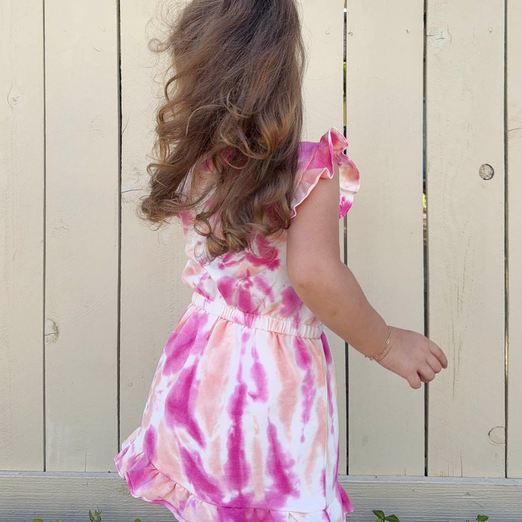 pink tie dye dress Maxi Beach Dye Dress Color Tie and Dye printed viscose