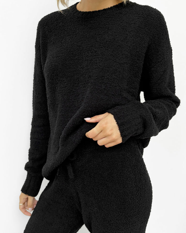 Black Fuzzy Sweater PJ Set | Splendid