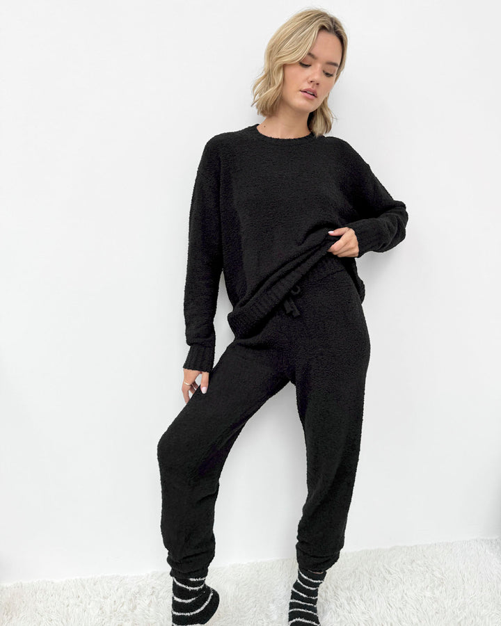 Black Fuzzy Sweater PJ Set | Splendid