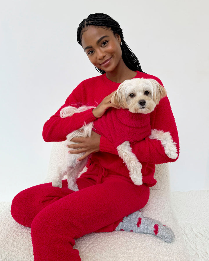 Red Fuzzy Pet Sweater