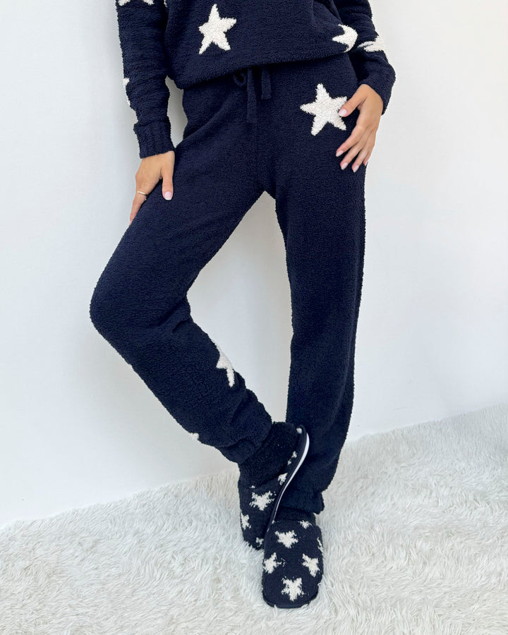 Navy Oat Stars Fuzzy Sweater PJ Set