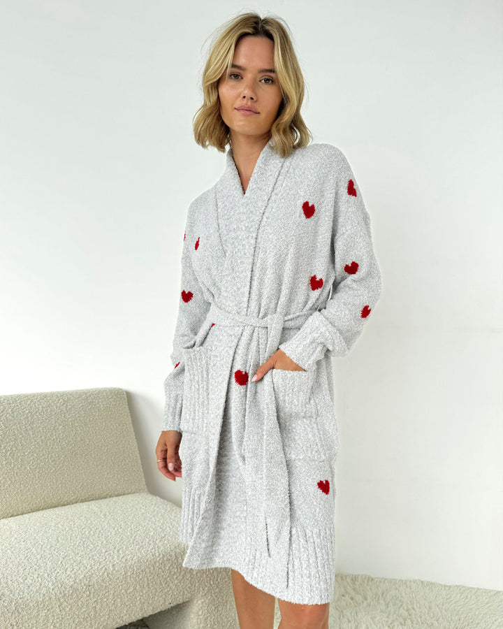 strapless open back dress Pomona Fuzzy Yarn Hearts Robe