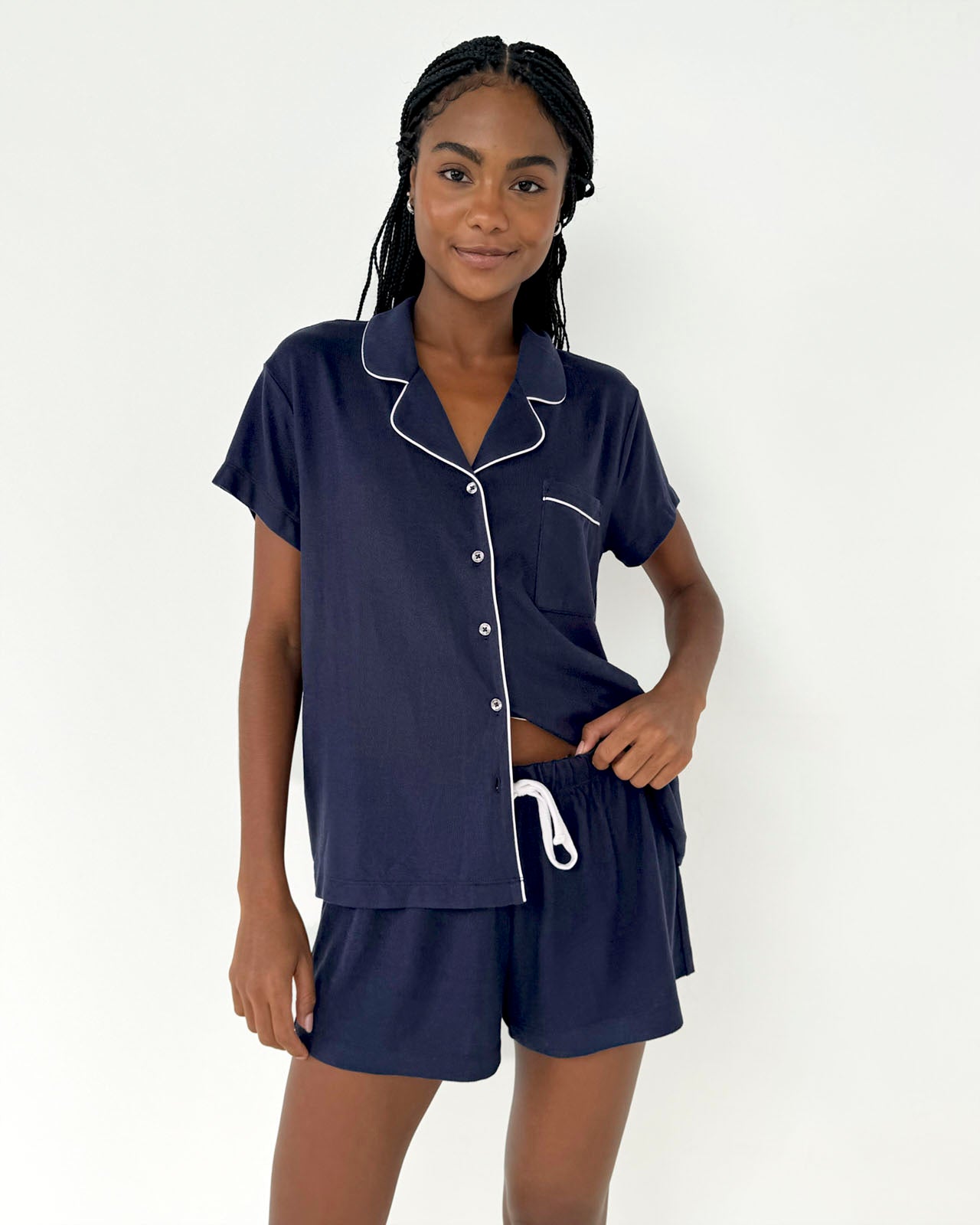 Navy Flora Pillowsoft Short Set