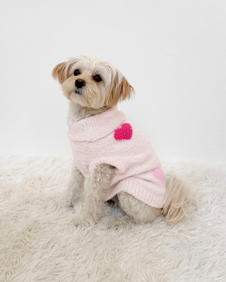 Pink Multi-Heart Fuzzy Pet Sweater