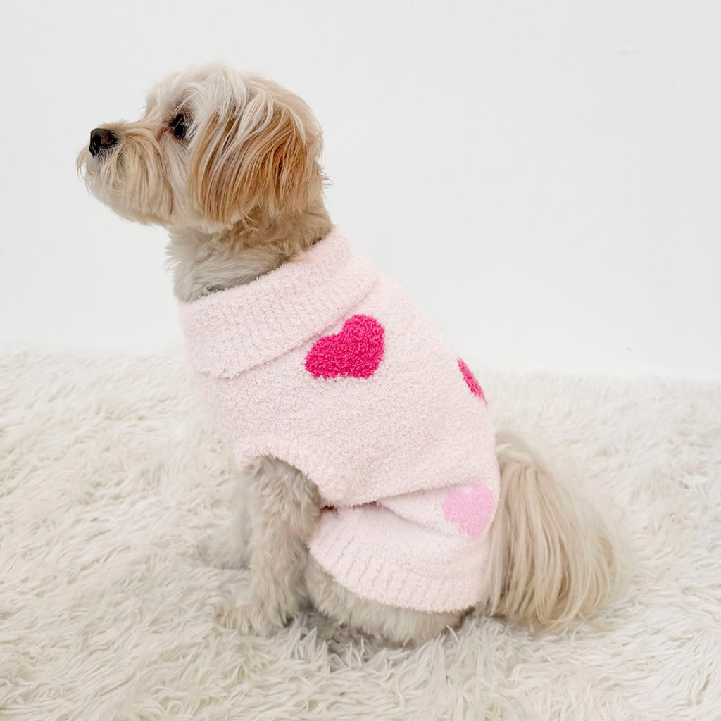 Pink Multi-Heart Fuzzy Pet Sweater | Splendid