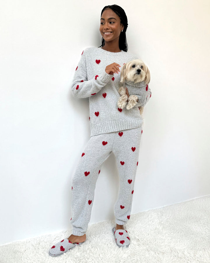 Red Hearts Fuzzy Pet Sweater