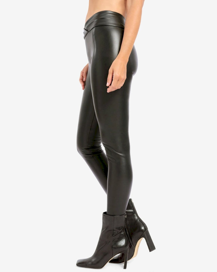 Secret Leatherette Leggings - Black/Grey - Small