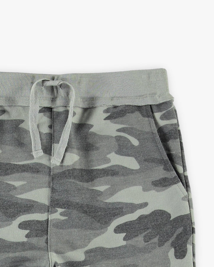 Girl Camo French Terry Jogger in Dusty Olive