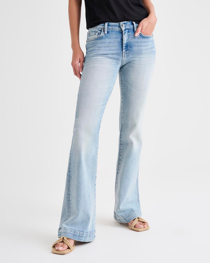 Light Blue Casual Bootcut Jeans, Mid-Stretch Slant Pockets High Waist Denim  Pants, Women's Denim Jeans & Clothing | Women denim jeans, Denim women,  High waisted denim