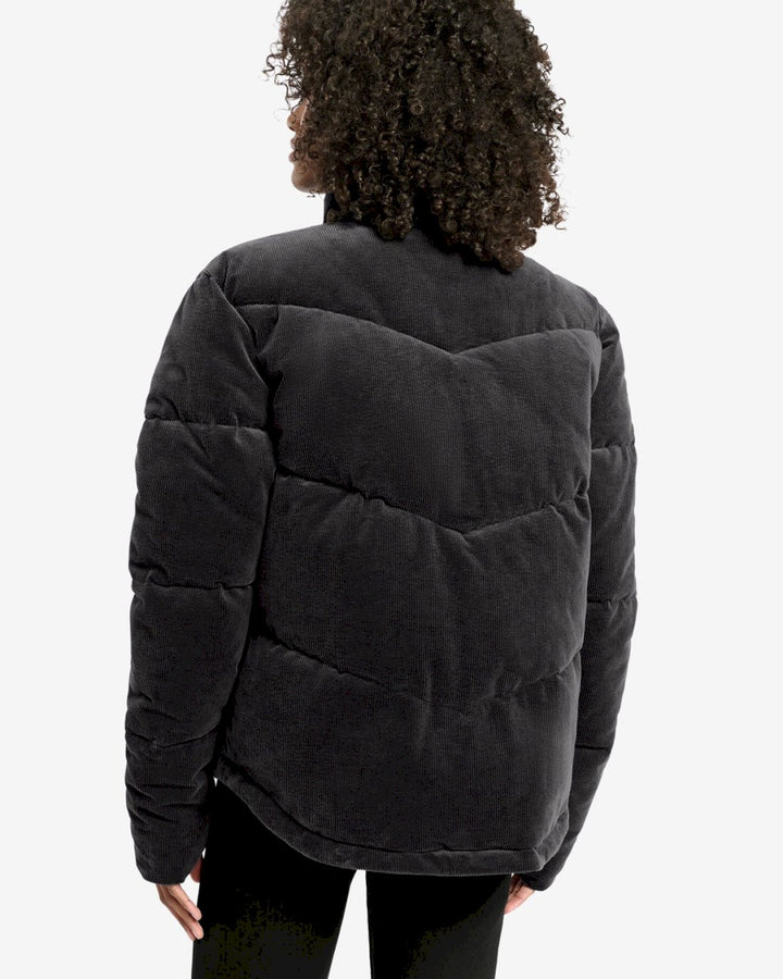 Premium Cord Zip Through Puffer Jacket
