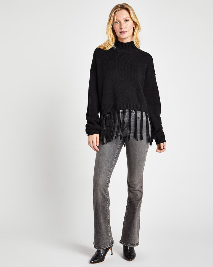 Short Fringe Sweater M / Black