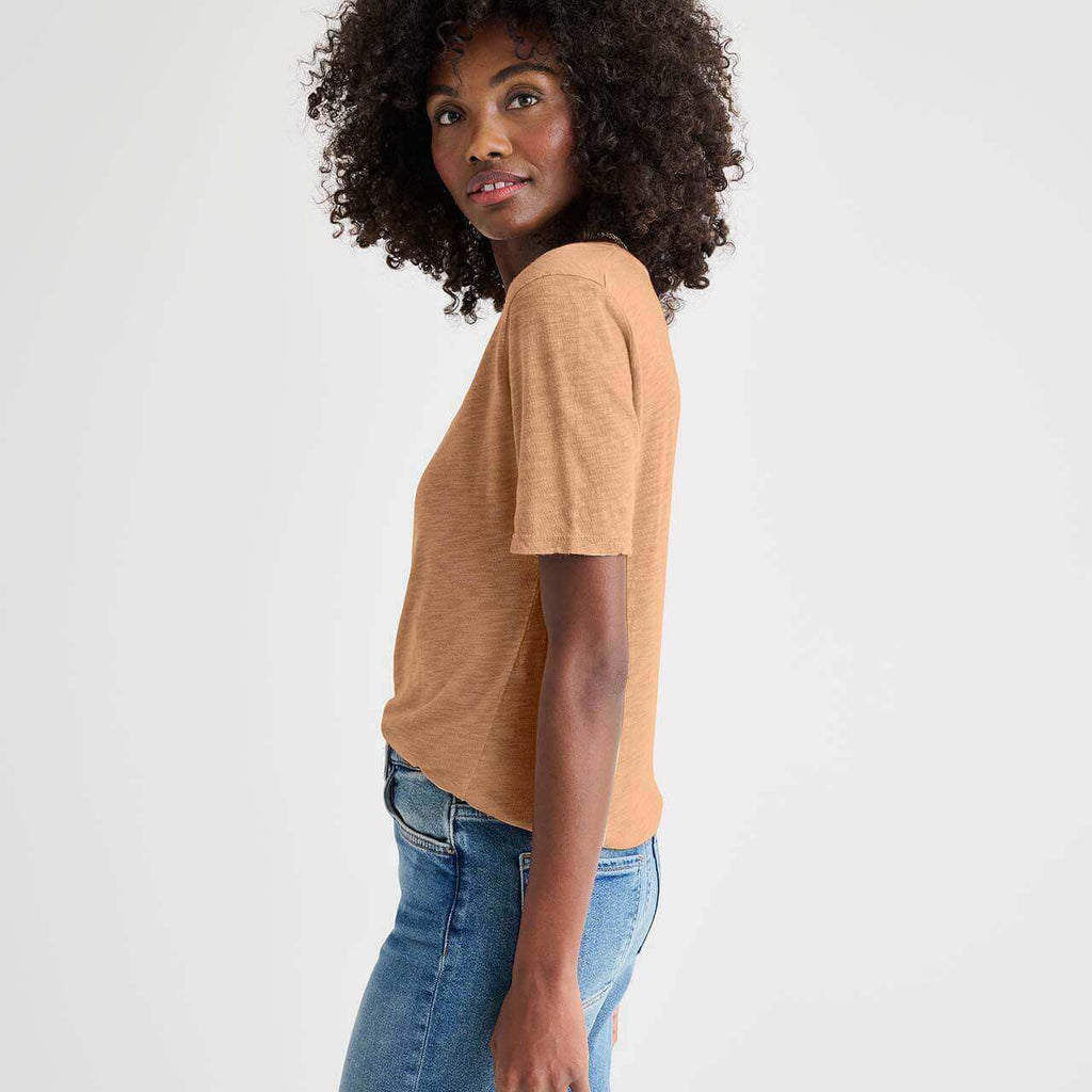 Adult Classic Slub V-Neck Tee (Women's Fit) in Flamingo Size x Small