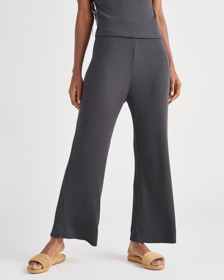High Waisted Soft Ribbed Wide Leg Pant
