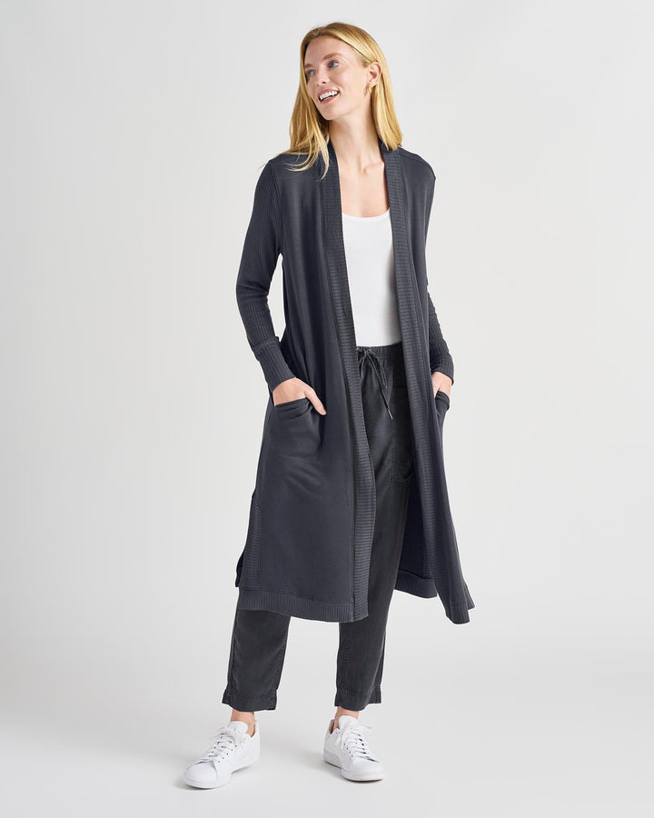 Cashmere Duster Cardigan with Side Slits