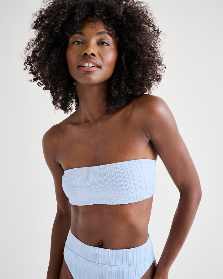 White Soft Basic Ribbed Bandeau Crop Top