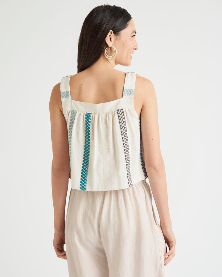 Lucky Brand Square Neck Embroidered Tank