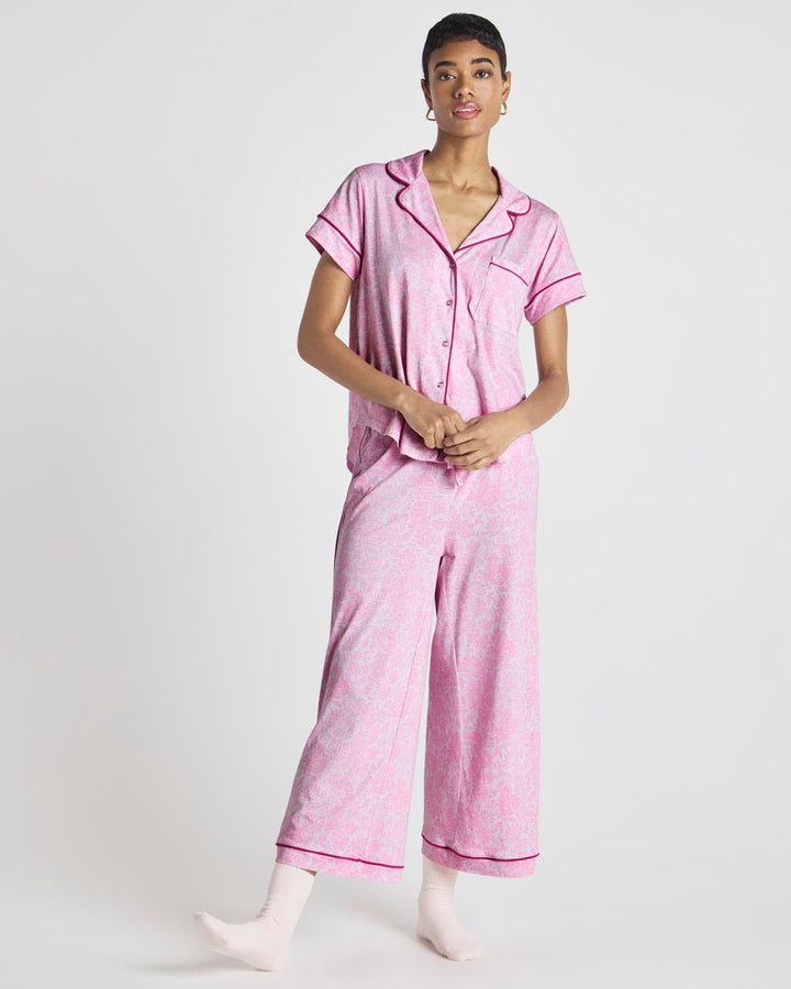 MeMoi Jungle Cat Notch Collar Pajama Set – Cozy T-Shirt & Shorts, Comes In Drawstring Gift Pouch