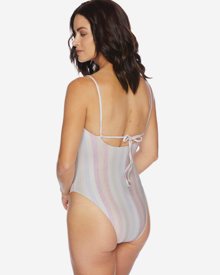 Heather Ombre Stripe Removable Soft Cup One-Piece Swimsuit